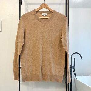 White + Warren Cashmere Crewneck Sweater in Camel Tan